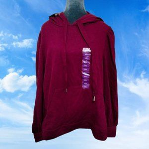 Burgundy Long Sleeve Hoodie with Kangaroo Pocket Size XXL